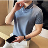 Men Polo Shirt Thin British Style Solid Casual Slim Fit Short Sleeved Top T-shirt Fashion Streetwear Men Clothing