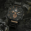 Alloy Quartz Bracelets Casual Leather Strap Cool Black