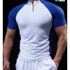 Men Compression Running Zipper Polo T Shirt Fitness Tight Sport Tshirt Training Jogging Shirts Gym Elastic Quick Dry Rashgard