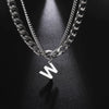 Stainless Steel Double Layer Necklaces for Men Women Simple 26 Letter Pendant Necklace Fashion Women's Jewelry for Party Gift