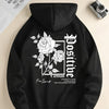 Men's new fashion hoodie, casual daily drawstring hooded sweatshirt, Rose Print, front kangaroo pocket, men's jacket