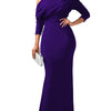 Oblique Shoulder Long Sleeved Pleated Evening Dress Vestidos De Mujer Elegant Maxi Robe Female