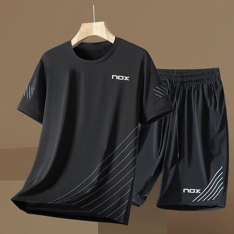 Boutique sportswear mens tennis sportswear fitness short sleeved short sleeved summer round neck casual T-shirt shorts mens suit