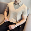 Men Polo Shirt Thin British Style Solid Casual Slim Fit Short Sleeved Top T-shirt Fashion Streetwear Men Clothing