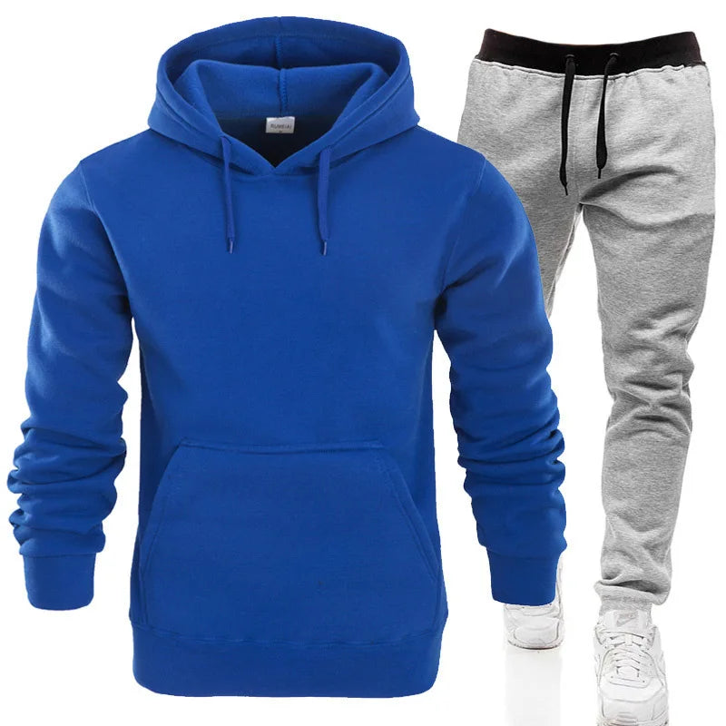 Hoodie Sets Men Fashion Fleece Red Hoodies Black Brand Pants Casual Jogger Suit Tracksuit Sweatshirt Woman Pullover