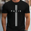 Men's 100% pure cotton summer loose fitting oversized Paris print casual slim fit round neck short sleeved T-shirt top