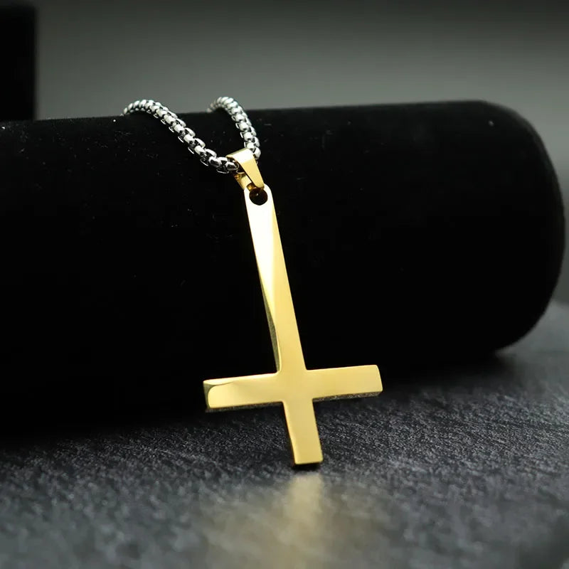 Simple Cross With Circle Pendant Necklaces Stainless Steel Chain Christ Cruz Necklace For Men Boys Cool Neck Jewelry Collier