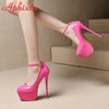 Disco Dance Pumps Women 5.5cm Platform Girding Buckle 16cm Super High Thin Heels