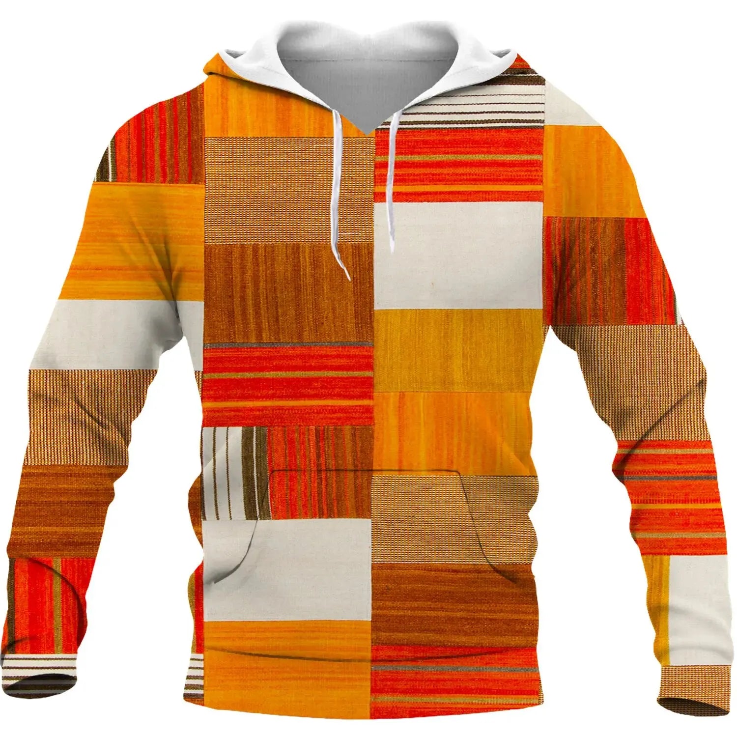 Trendy Color Block Patchwork 3D Printing Hoodies Men's Vintage Fashion Oversized Sweatshirts Hooded Pullovers Tracksuit Clothing