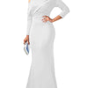 Oblique Shoulder Long Sleeved Pleated Evening Dress Vestidos De Mujer Elegant Maxi Robe Female