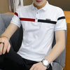 Men's Summer Casual Cotton Polo Shirt Fashion Slim Comfortable Versatile Streetwear Top Lapel Spliced Short Sleeve T-shirt