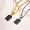 Stylish Mens Geometric Square Necklaces,Black Enamel Rectangle Pendant with Rope Box Chain Collar,Trendy Jewelry Gifts