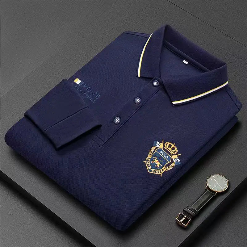 Embroidered Pure Cotton Hot Selling Men's Polo Shirt New Autumn And Winter Long Sleeved Breathable Casual Slim Fit Top 4xl