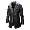 Men Winter Long Thick Fleece PU Leather Jacket New Winter Fashion Suit Collar Men's Windbreaker Leather Jacket Coats