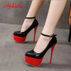 Disco Dance Pumps Women 5.5cm Platform Girding Buckle 16cm Super High Thin Heels