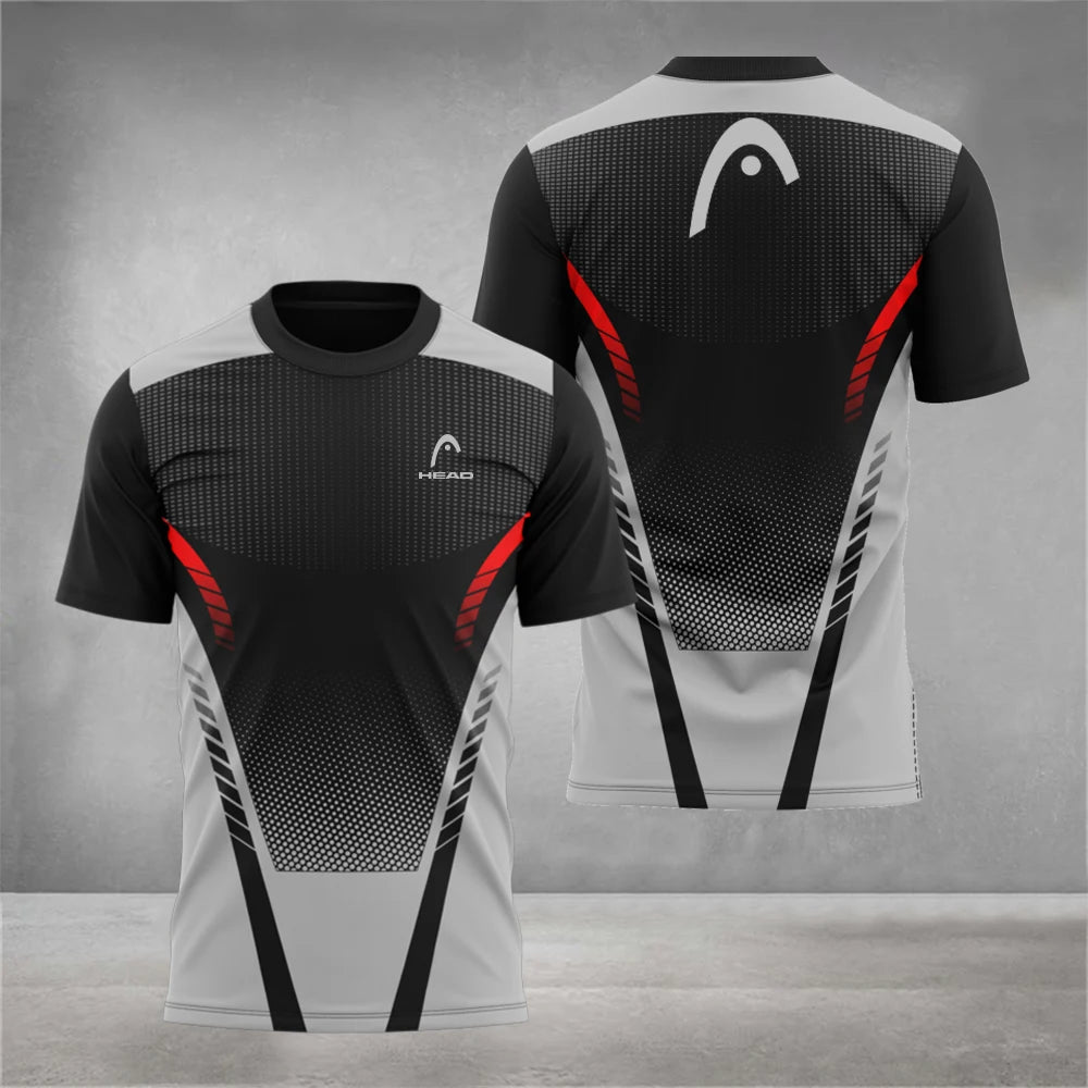 Fashion Badminton Training Clothing 3D Digital Printing Men's T Shirt Outdoor Tennis Sportswear Summer Loose Short Sleeve Tops