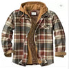 Mens Long Sleeve Winter Hooded Coats Fleece Lined Flannel Plaid Shirts Jacket Button Down Sherpa Jackets with Hood