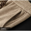 Fashion elastic woolen knit casual sports hoodie set men's autumn and winter thick men's sweatpants trend