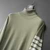 High end brand sweater men high neck autumn/winter New classic four stripe trend hem split Korean casual versatile pullover