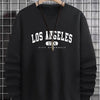 Los Angeles USA White Word Printing Male Sweatshirts Loose Autumn Hoodies All-Match Fashion Man Crewneck  New Mens Streetwear