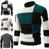 New Autumn and Winter Knitted Sweater Round Neck Warm Color Blocked Pullover Sweater Men