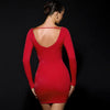 Solid Color Bodycon Dress For Women V-neck Vestidos De Mujer Backless Sexi Night Dress Hot Club Outfits Long Sleeve Streetwear