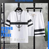 2024 Summer New Fashion Striped Short Sleeve T-shirt Large Size Sports Suit Men's Casual Relaxed Breathable Two-Piece Set M-4XL