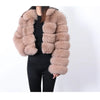 Maomaokong Real Fur Jacket  Women Winter Short Natural real Fox Fur Lady Zipper Fur Coat Female Warm Jacket  with Collar