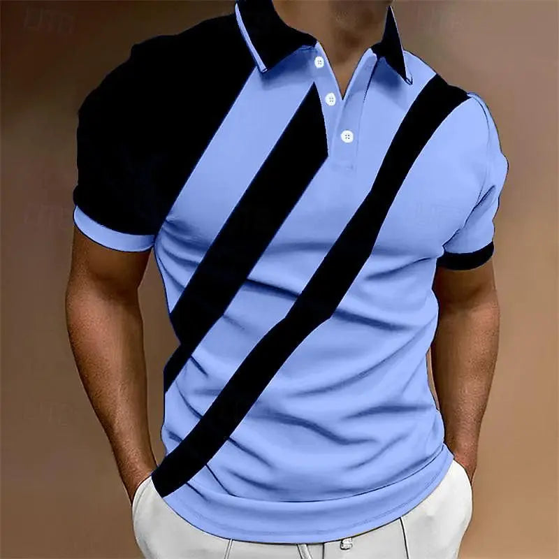 Spring and summer men's 3D printed golf polo shirt men's clothing casual business short sleeved loose oversized T-shirt high-end