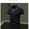 POLO shirt men's summer fashion ice silk quick drying short sleeved T-shirt solid color loose business collar pure cotton top