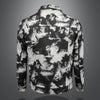 Minglu Ink Painting Jacquard Men's Jackets Luxury Single Breasted Turn Down Collar Male Coats Man Overcoat Plus Size 5XL