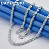 Charm 925 sterling silver Accessories Men 4MM 40-60cm 2PCS Rope Chain Necklace Bracelet Women Fashion Wedding Gift Jewelry