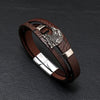 Fashion Trendy Men Leather Bracelets Fashion All-match Multi-layer Braided Leather Bracelets Scripture Compass Devil Eye