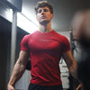 Summer Men's Fitness Training Short Sleeve Solid Color Shirt Gym Round Neck Bodybuilding Tight Cotton Quick Drying T-shirt