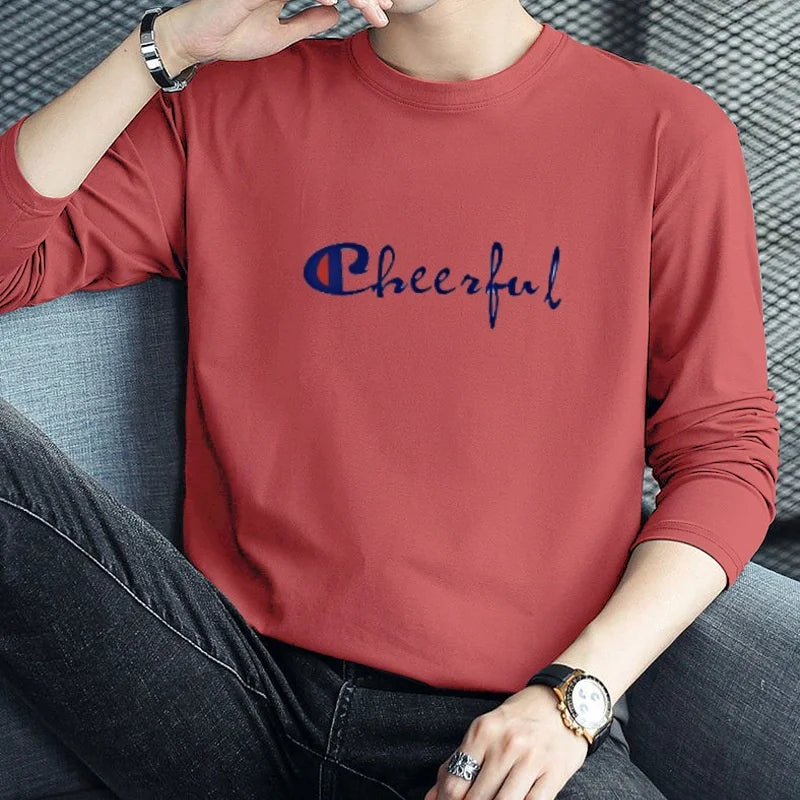 HEAD Brand New Men's T-Shirts Long Sleeve Slim Men T-Shirt Young Man Pure Color Tops Tees Shirt O-Neck For Male Boys Tshirt