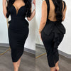 Elegant Sexy Evening Party Dress New Women's Backless Ruffles Patchwork Dress Women's Spaghetti Strap V-neck Slim Fit Dress