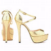 Women Sandals Stilettos Fashion Peep Toe Leather Buckle Platform Sandal Sexy 14cm Extremely High Heels Party Dress Wedding Shoes