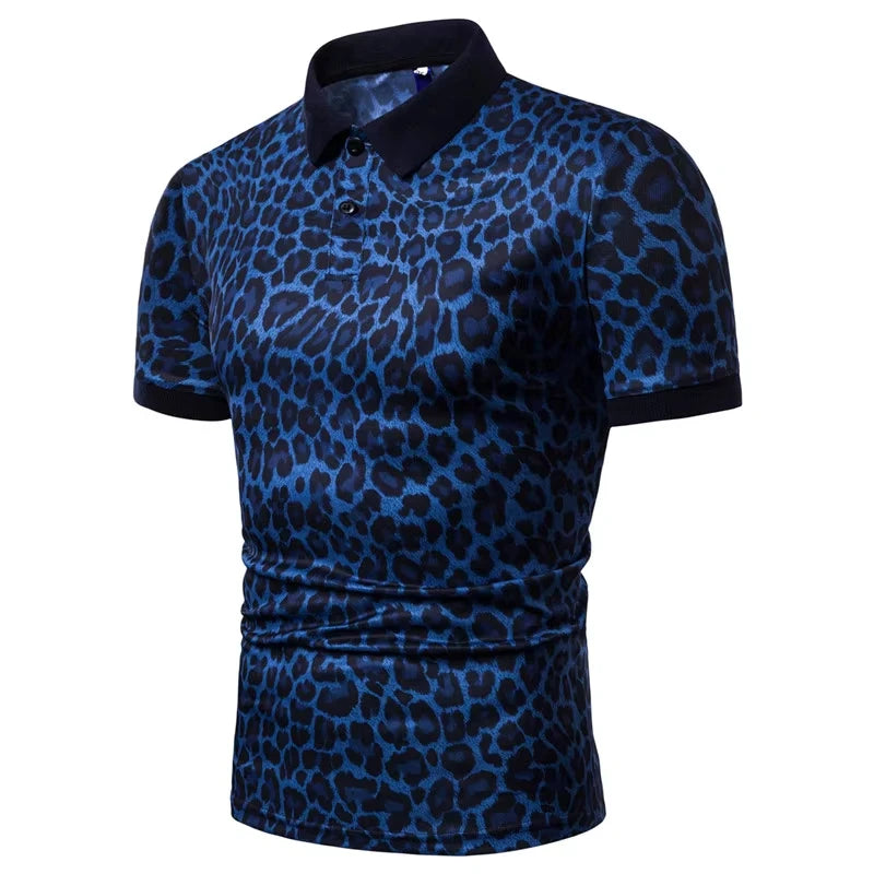 Leopard Pattern Polo Shirt For Men Three Colors 3d Printed Lapel Short Sleeves T-shirt Summer Fashion Trend Casual Tee Shirts