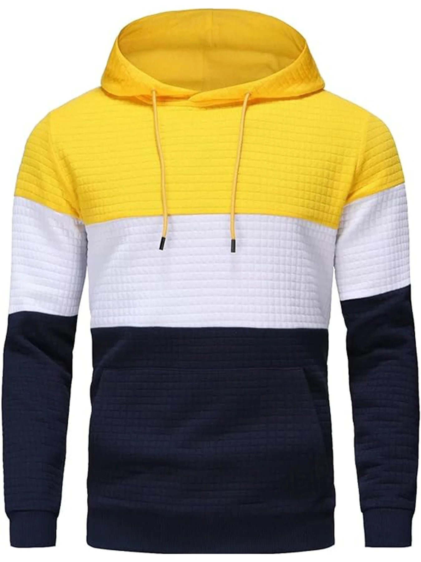 Fashion men's hooded zipper splicing color sports top Waffle insulation casual wear hooded sports top zipper comfortable hoodie