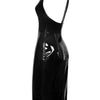 S-6XL Shiny Vinyl Latex Dress Back Zip Bodycon Sleeveless V-Neck PVC Faux Leather Party Club Midi Dress