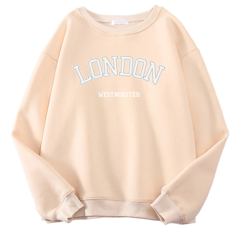 London Westminster Street Letter Prints Sweatshirts For Men Autumn Casual Hoodies O-Neck Soft Pullovers Street Trend Clothing