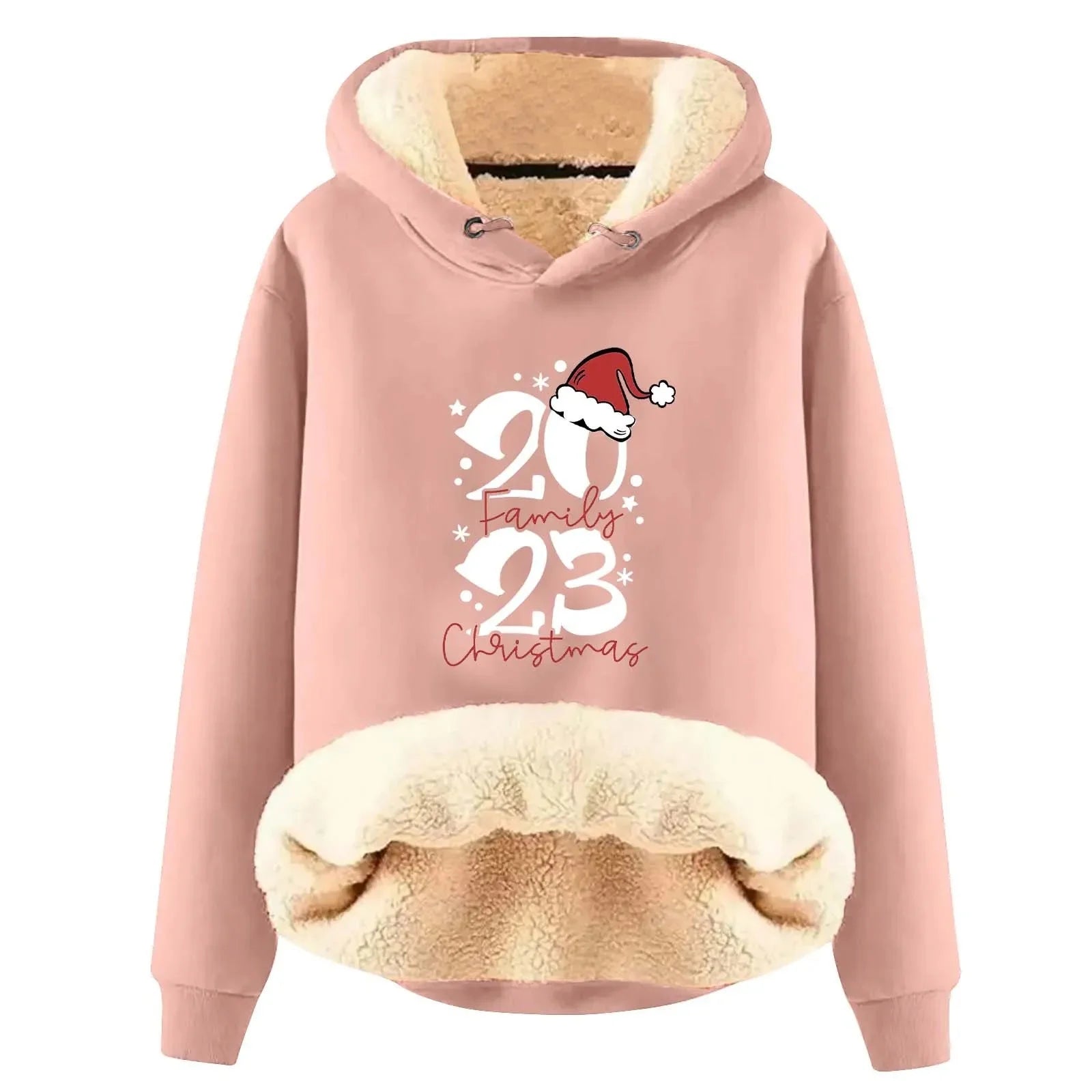 Thickened Fleece-Lined Hooded Sweatshirt Christmas Style Loose Fit Warm Pullover Trendy Brand Ins Wool LSS04 Crew Neck Hoodies