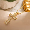 NEWBUY Gold Color Jesus Cross Pendant Stainless Steel Chain Necklace For Women Men Classic Design Christain Jewelry Gift