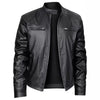 Mens High-quality Locomotive Leather Jacket Fashion Stand-up Collar Punk Leather Jacket Men