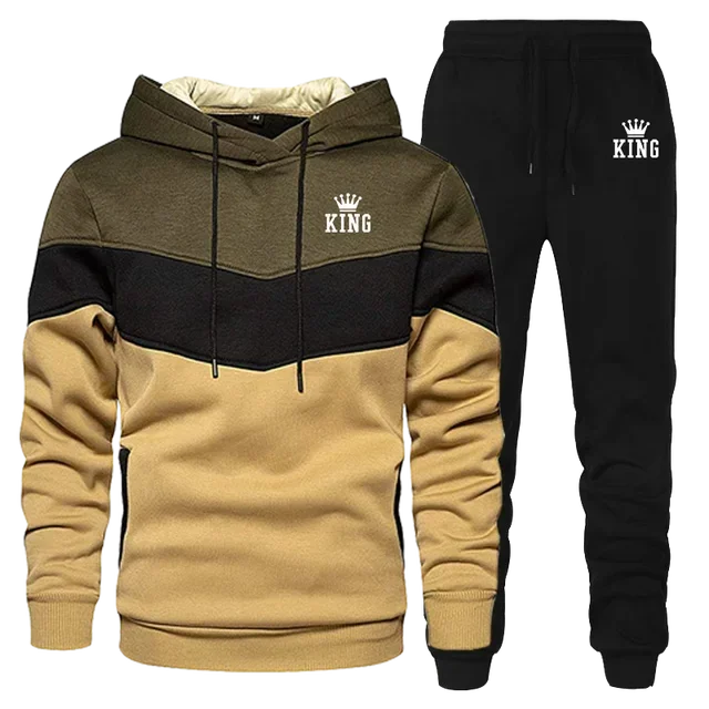 Men's Tracksuit Running Casual Hoodies Sweatpants Two Piece Sets Winter Sports Suit Outdoor Sweatshirt Set Fashion Male Clothing