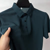 Summer New Men's Lop-up Hollow Short-sleeved Polo Tee Shirt Ice Silk Breathable Business Fashion T-Shirt Male Brand Clothes