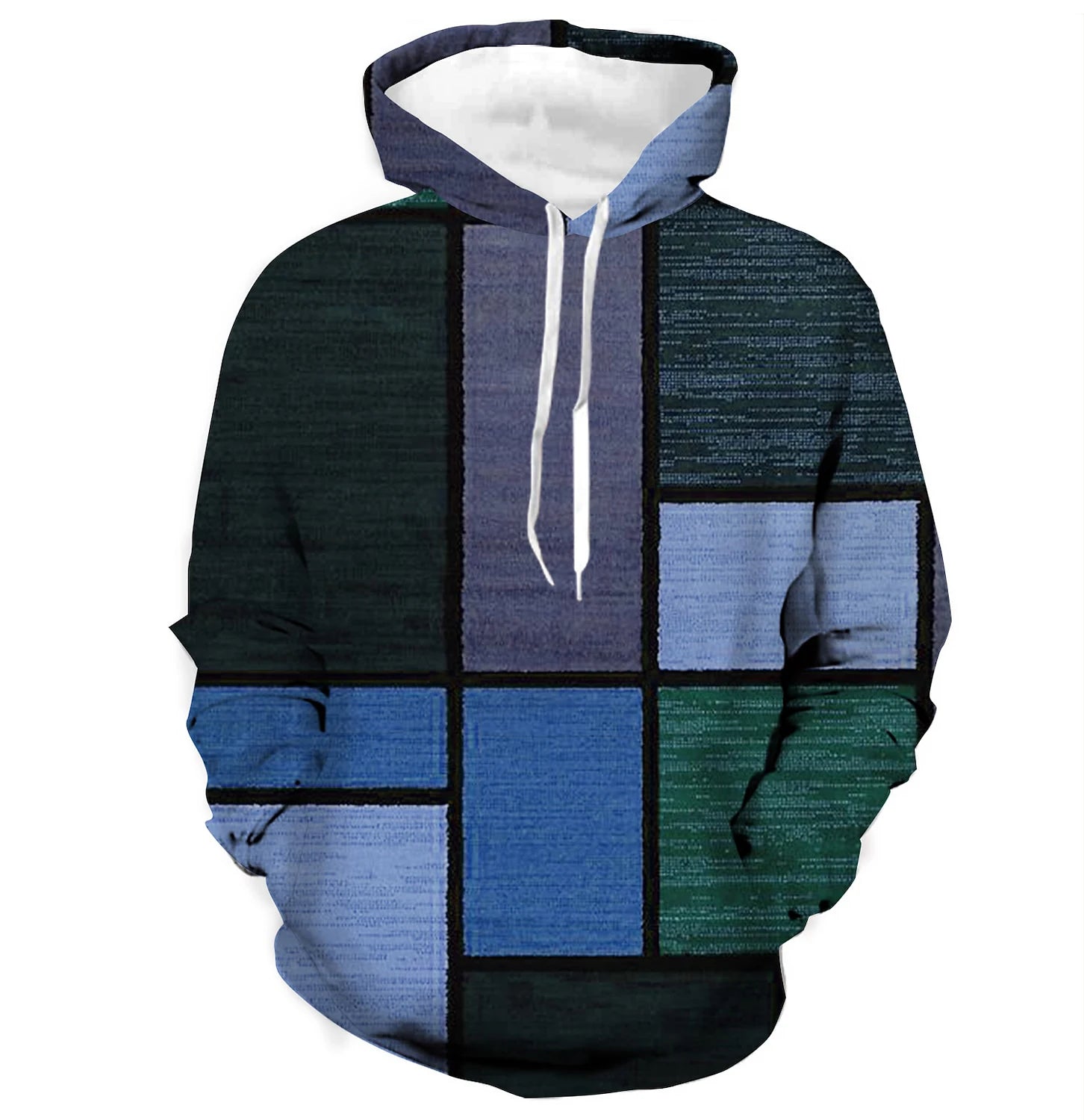 Trendy Color Block Patchwork 3D Printing Hoodies Men's Vintage Fashion Oversized Sweatshirts Hooded Pullovers Tracksuit Clothing