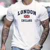 Summer men's 100% pure cotton casual loose fit plus size London England pattern printed round neck short sleeved T-shirt top