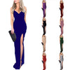 Women Ladies Evening Long Dress Shiny Sequin Deep V Neck Sleeveless High Split Sexy Party Clubwear Fashion