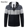 new men's autumn and winter sweater coat trend color matching hooded sweater